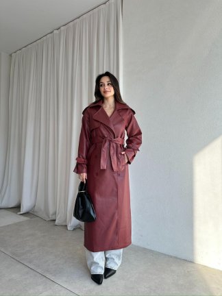 PENNY Deri Trençkot 8487 - Bordo - 2