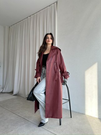 PENNY Deri Trençkot 8487 - Bordo 