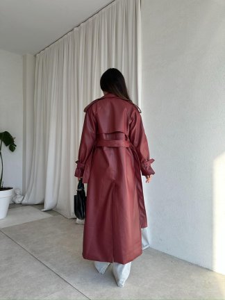 PENNY Deri Trençkot 8487 - Bordo - 4