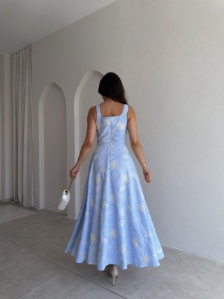 PERGE Midi Elbise 3040 - Bebe Mavisi - 2