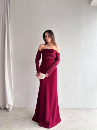 PERİSA Maxi Elbise 5082 - Bordo - 1
