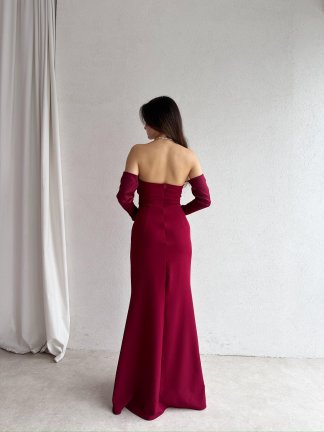 PERİSA Maxi Elbise 5082 - Bordo - 4