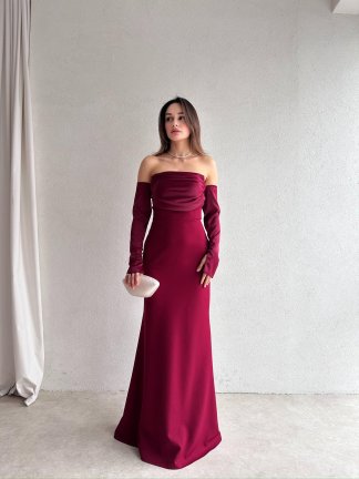 PERİSA Maxi Elbise 5082 - Bordo - 3