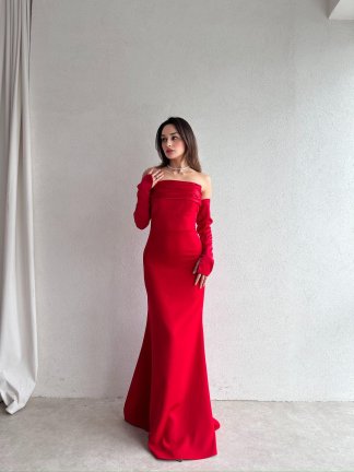 PERİSA Maxi Elbise 5082 - Kırmızı - 3