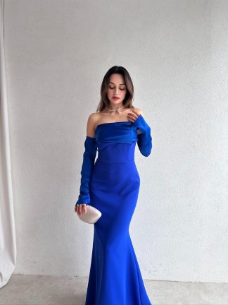 PERİSA Maxi Elbise 5082 - Saks Mavisi 