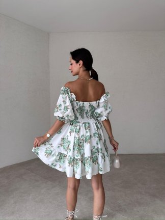 PERONA Mini Elbise 6658 - Yeşil - 3