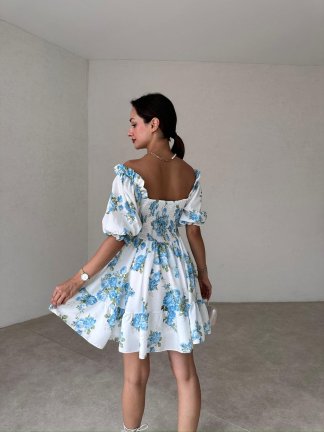 PERONA Mini Elbise 6658 - Mavi - 3