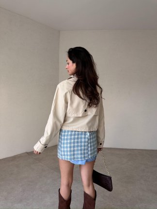 PERRY Kısa Trenç 2430 - Krem - 4