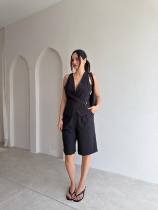 PİAKOS Keten Tulum 4046 - Siyah 
