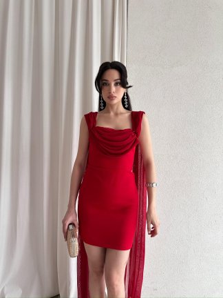 PICKER Mini Elbise 5493 - Kırmızı - 4