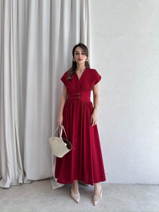 PİMENTA Maxi Elbise 7095 - Bordo - 3