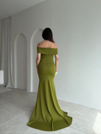 PİSA Maxi Elbise 8993 - Yağ Yeşili - 3