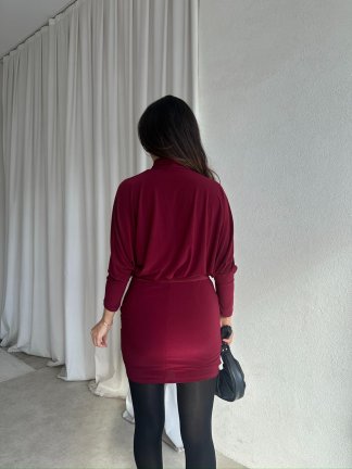 PİXİE Kemerli Mini Elbise 4725 - Bordo - 4