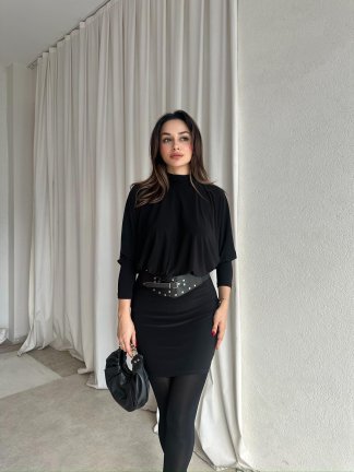PİXİE Kemerli Mini Elbise 4725 - Siyah - 2
