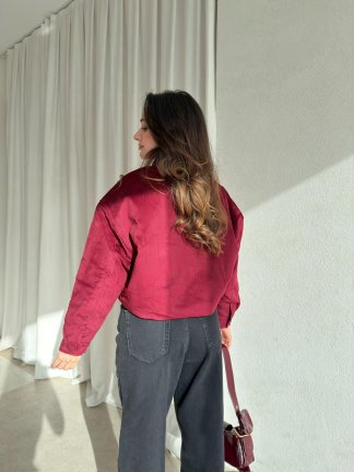 PODDY Bomber Ceket 0488 - Bordo - 4