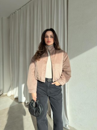 PODDY Bomber Ceket 0488 - Vizon 