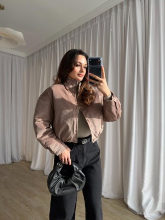 PODDY Bomber Ceket 0488 - Vizon - 3