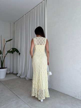 POİSON Maxi Elbise 8482 - Sarı - 3