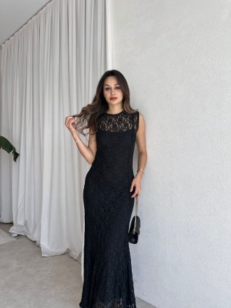 POİSON Maxi Elbise 8482 - Siyah - 1