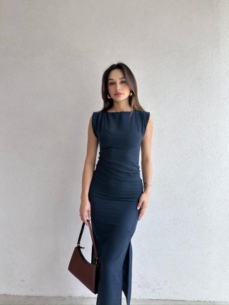 POLLACK Midi Elbise 3469 - Lacivert 
