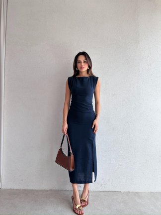 POLLACK Midi Elbise 3469 - Lacivert - 2