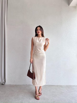 POLLACK Midi Elbise 3469 - Krem - 2
