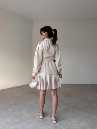POLLOCK Mini Elbise 1023 - Krem - 3