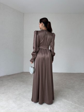 POLLYANNA Maxi Elbise 7449 - Kahverengi - 3