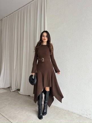 POOL Elbise 8781 - Acı Kahve - 1