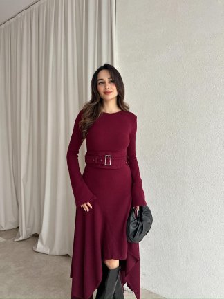 POOL Elbise 8781 - Bordo - 2