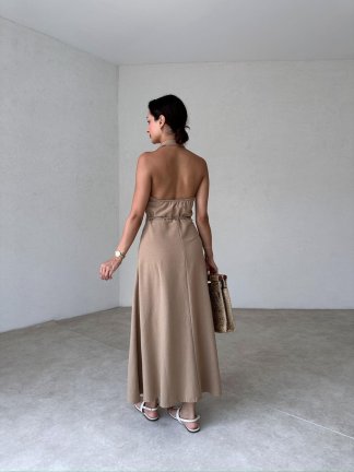 PORSENTA Maxi Elbise 2919 - Vizon - 2