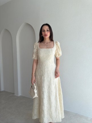 POSAY Midi Elbise 8722 - Krem Rengi - 2