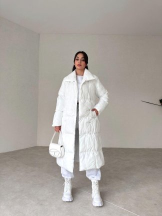 Premium Dolgulu LUCİANA Mont 8348 - Beyaz - 3