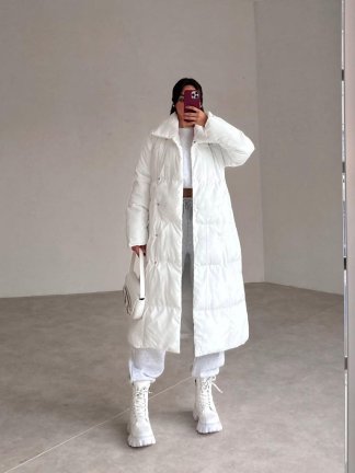 Premium Dolgulu LUCİANA Mont 8348 - Beyaz - 5