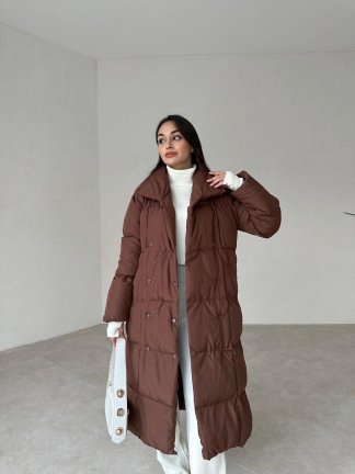 Premium Dolgulu LUCİANA Mont 8348 - Acı Kahve 