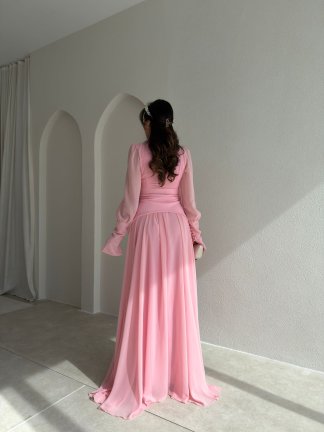 PUBLİC Maxi Elbise 9512 - Pembe - 3