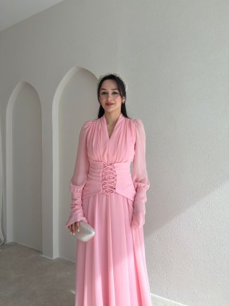 PUBLİC Maxi Elbise 9512 - Pembe - 2