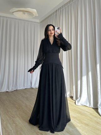 PUBLİC Maxi Elbise 9512 - Siyah - 4