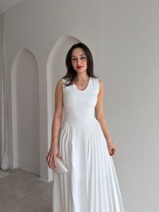 PUFFY Maxi Elbise 9051 - Beyaz - 2