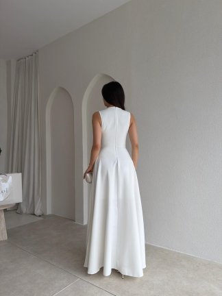 PUFFY Maxi Elbise 9051 - Beyaz - 3