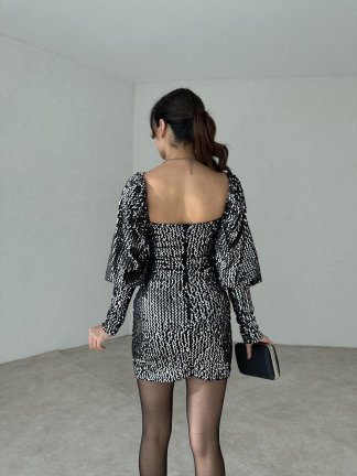 Pullu Mini KENDRİCK Elbise 2849 - Siyah - 3