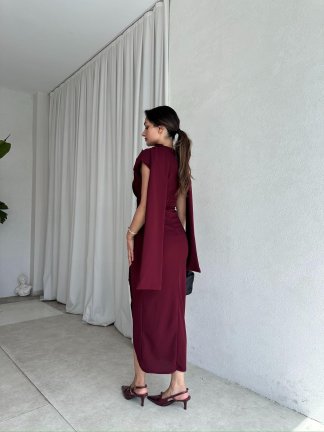 PURE Elbise 6872 - Bordo - 3