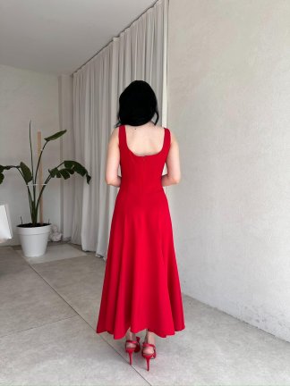 RAİN Maxi Elbise 9594 - Kırmızı - 2