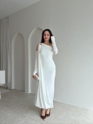 RAMSEY Midi Elbise 3489 - Beyaz 