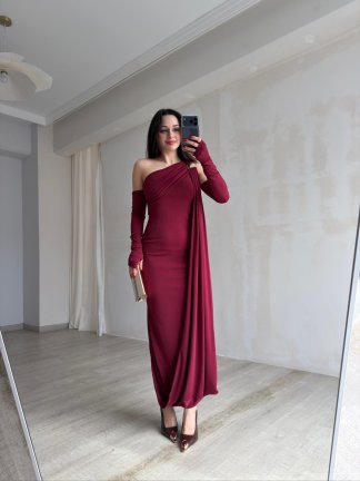 RAMSEY Midi Elbise 3489 - Bordo - 2