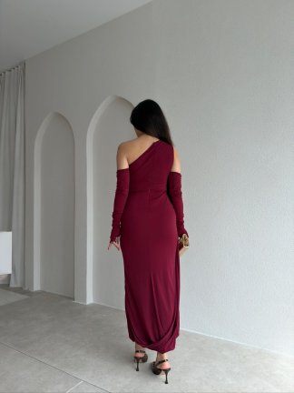 RAMSEY Midi Elbise 3489 - Bordo - 3