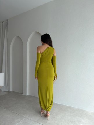 RAMSEY Midi Elbise 3489 - Yağ Yeşili - 3