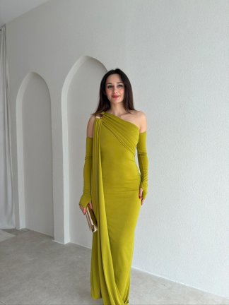 RAMSEY Midi Elbise 3489 - Yağ Yeşili - 2