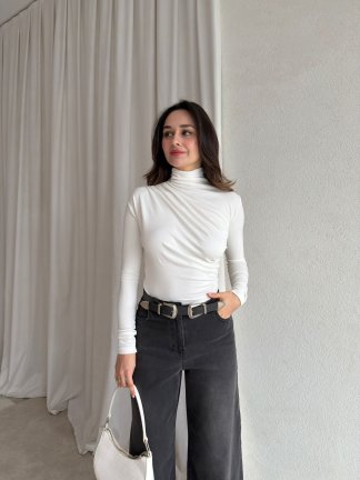 RANDY Balıkçı Yaka Bluz 8869 - Beyaz 