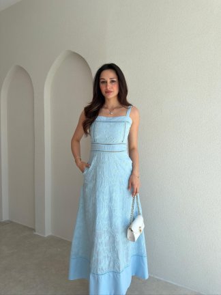 RAVEN Midi Elbise 8694 - Bebe Mavisi - 2